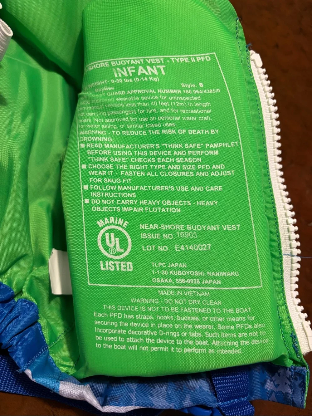 Cabela’s Infant Life Vest 0-30lbs